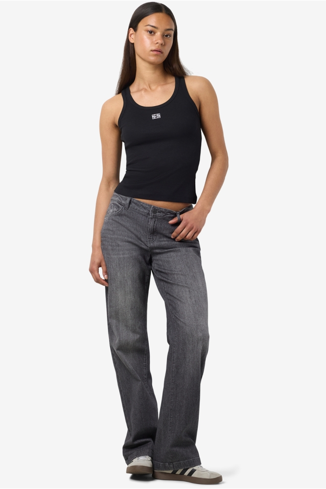 NMJUDY S/L TANK TOP JRS 27033978 BLACK/WHITE EMBR